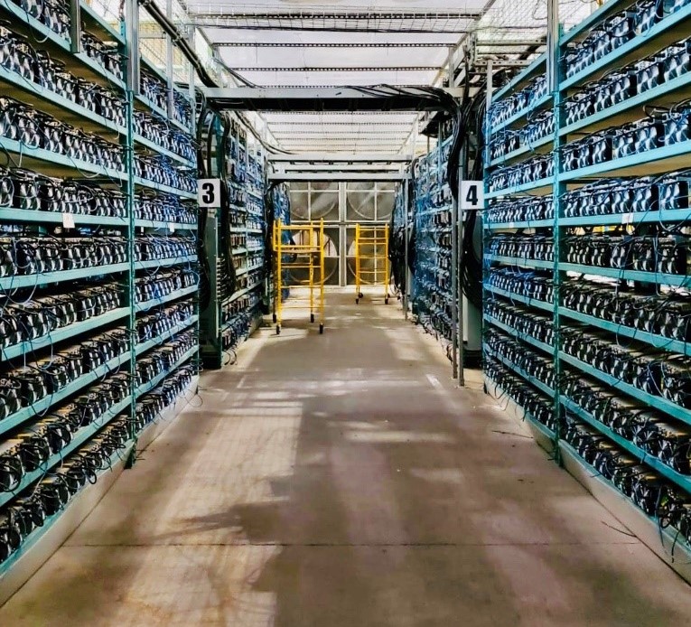 Recently installed Bitcoin mining equipment at HIVE's operation in Quebec.